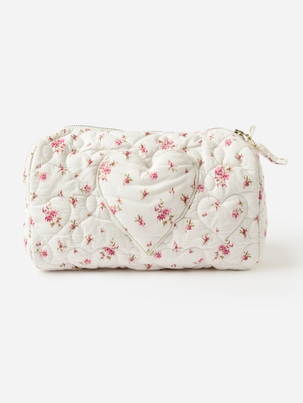 NEW LoveShackFancy Quilted Heart Cosmetic Pouch